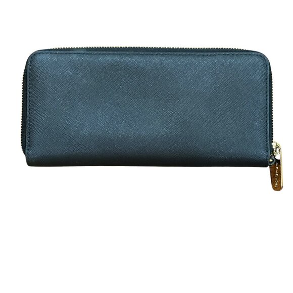 Michael Kors Full‎ Zip Around Black Leather Wallet Gold Hardware - Picture 3 of 5